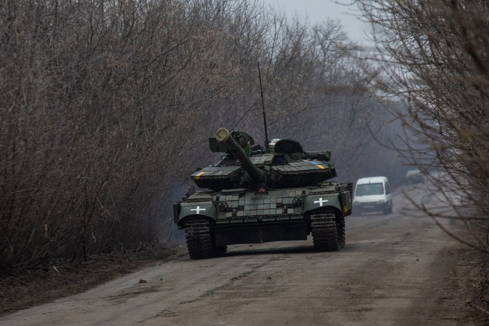 A Ukrainian tank heading for Donetsk