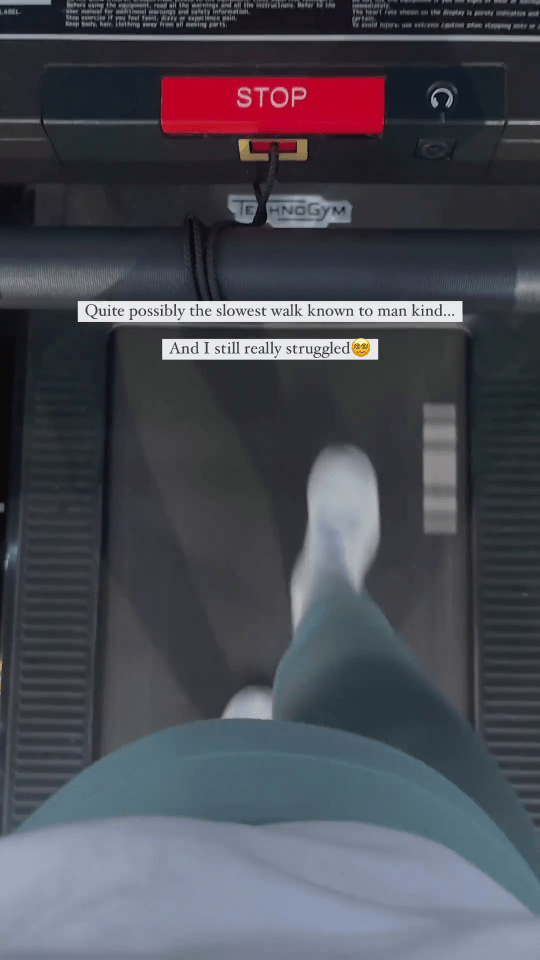 Molly filmed herself on the treadmill