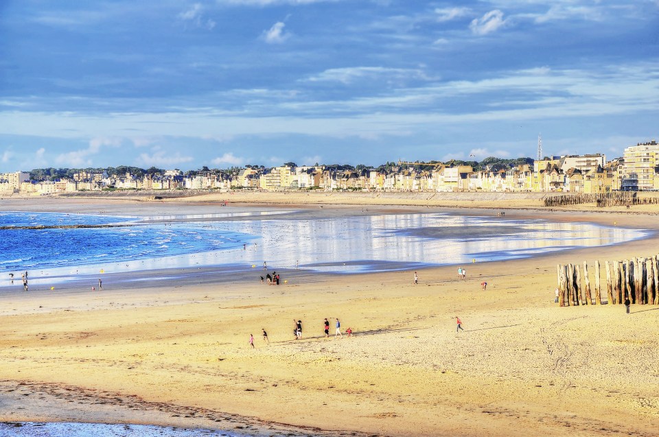 Wet sands on the beach of Saint-Malo in Brittany, France