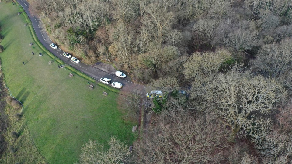 An aerial view showing the area near Caterham, Surrey, that is popular with dog walkers