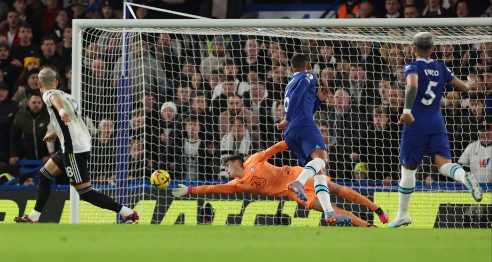 Kepa Arrizabalaga made a smart stop in the first half