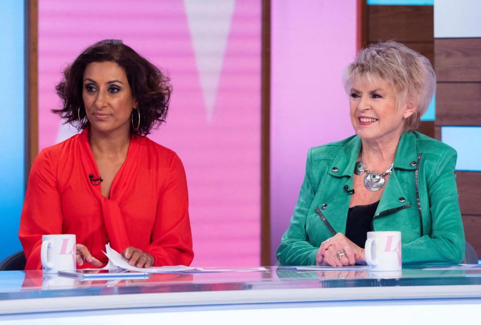 Saira Khan alongside Gloria Hunniford on Loose Women in 2019