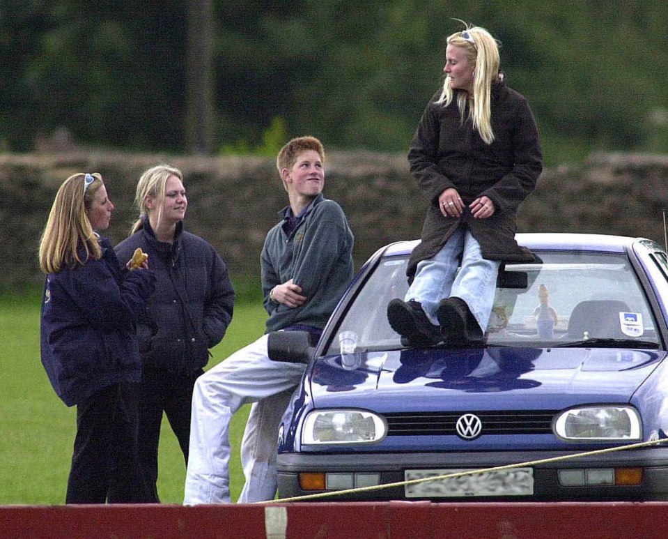 Prince Harry with Sasha and friends at the Beaufort Polo Club in 2001