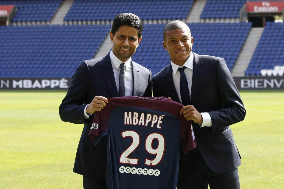 Al-Khelaifi pictured after signing Kylian Mbappe