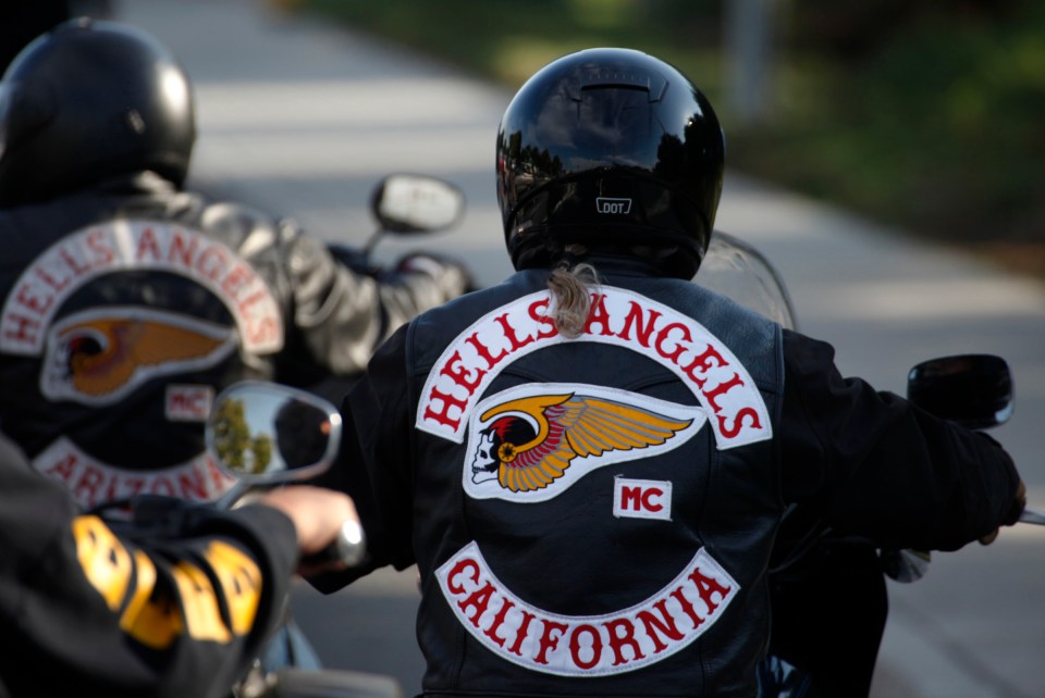 A Hells Angels biker sports their famous patch