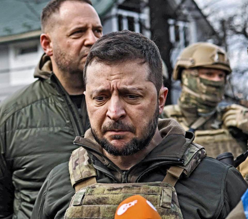 Volodymyr Zelensky's face as he came across the massacre in Bucha