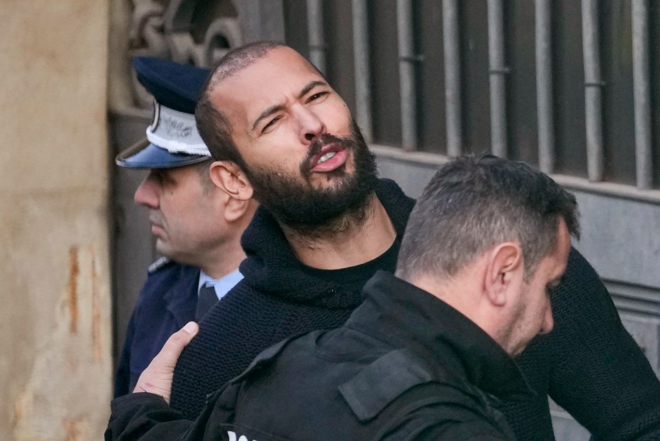 Andrew Tate pictured leaving court after failing in a bid to be freed from jail