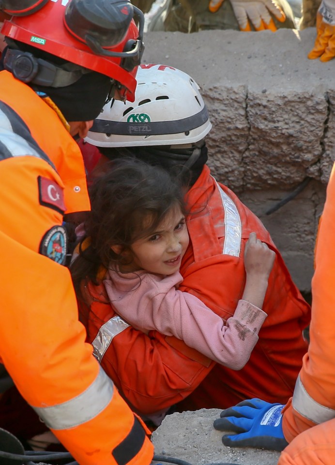 Sengul, four, was rescued after days entombed by collapsed buildings