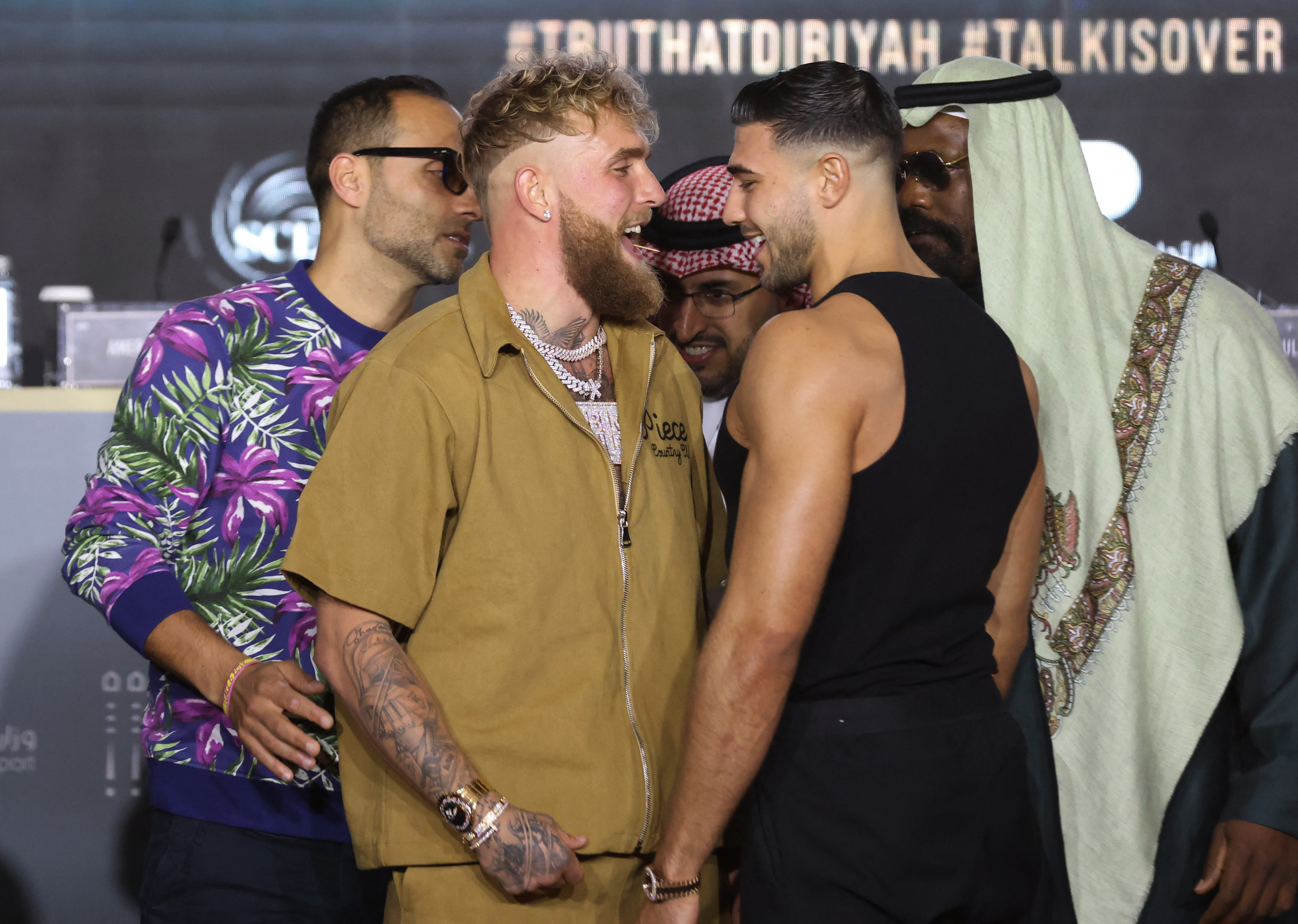 Jake Paul and Tommy Fury facing off in Saudi Arabia