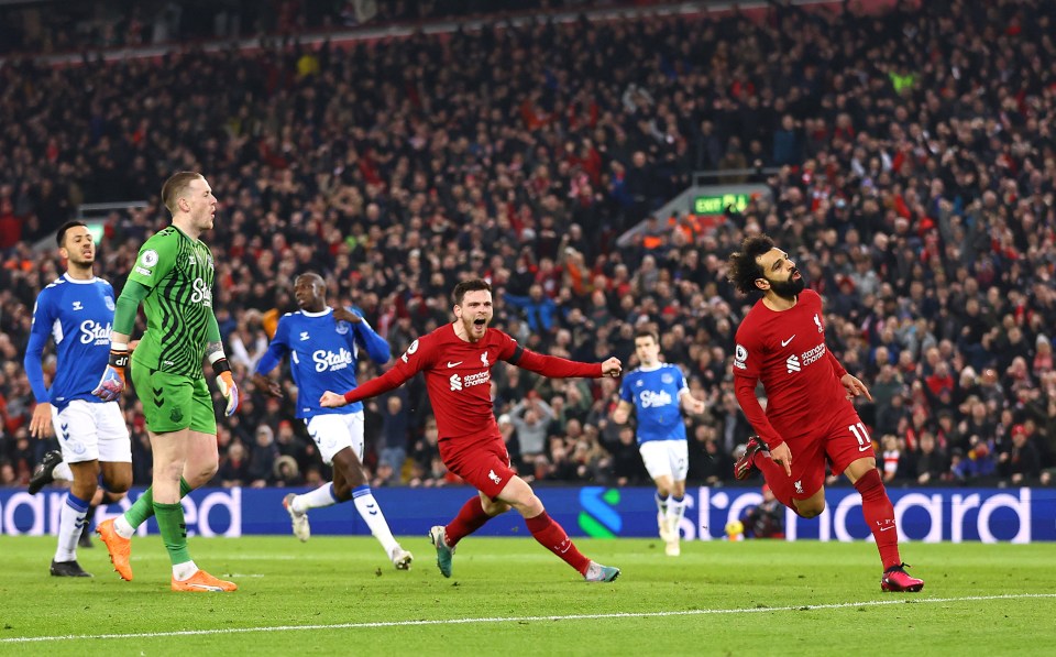 Mo Salah wheels away in celebration