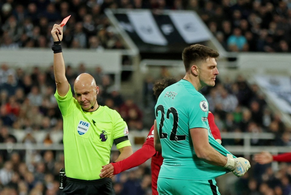 Anthony Taylor showed the red card which rules him out of the Carabao Cup final