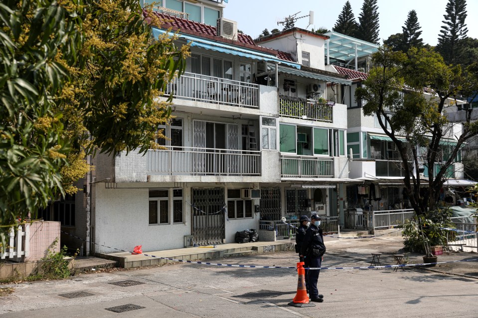 Police at the scene in Hong Kong's Tai Po district