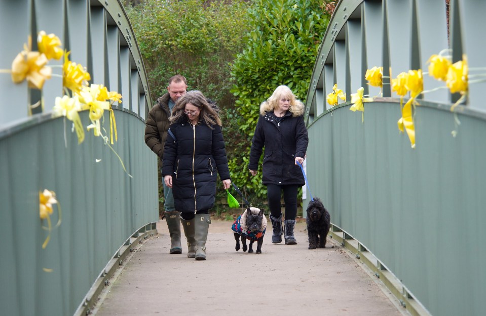 Yellow ribbons today lined the bridge near where the 45-year-old vanished