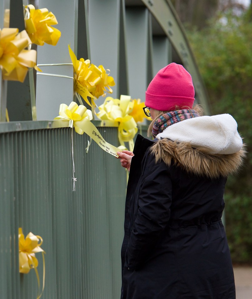 Yellow ribbons on the bridge at St Michaels where Nicola went missing