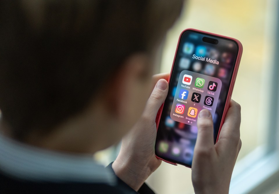 a person holding a cell phone that says social media on the screen