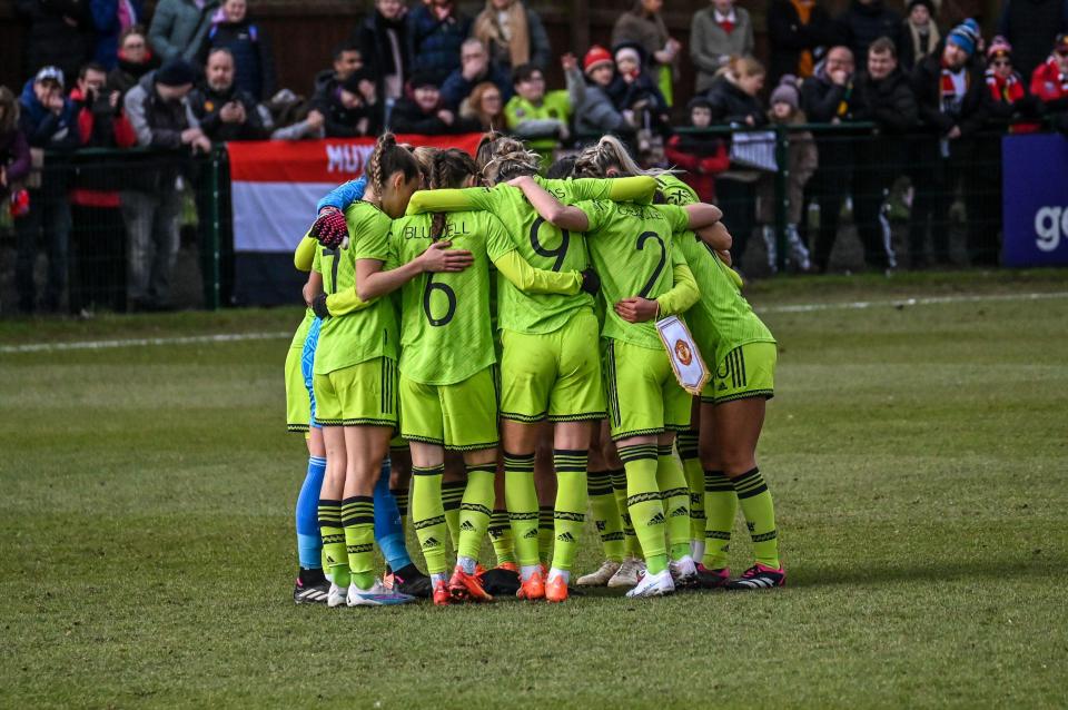 The increasing importance of United’s table-topping women’s team has given them a strong voice - pictured Manchester United Women players