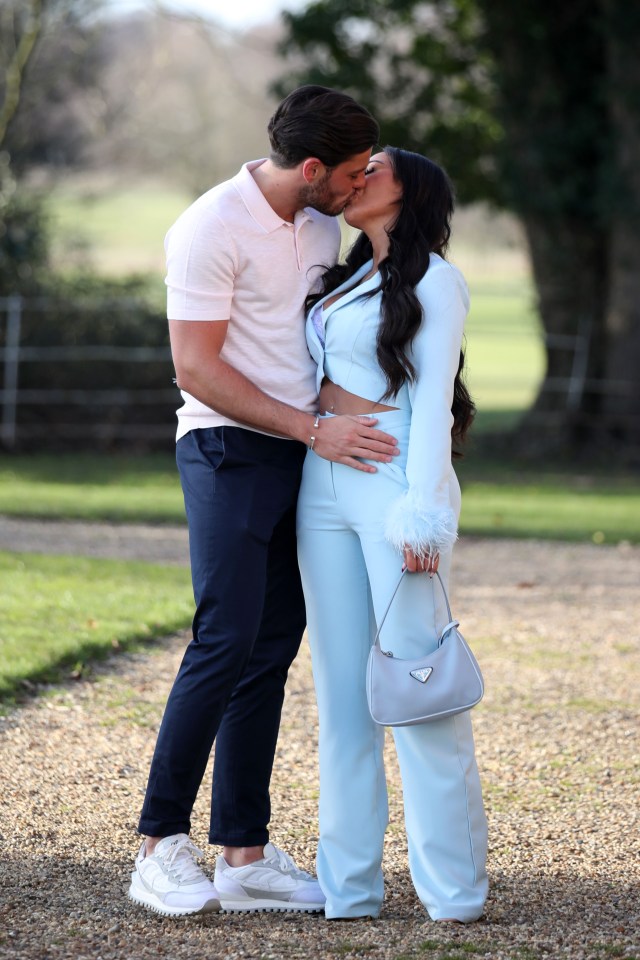 Excited Jordan and Sophie share a romantic smooch as he welcomes her onto set