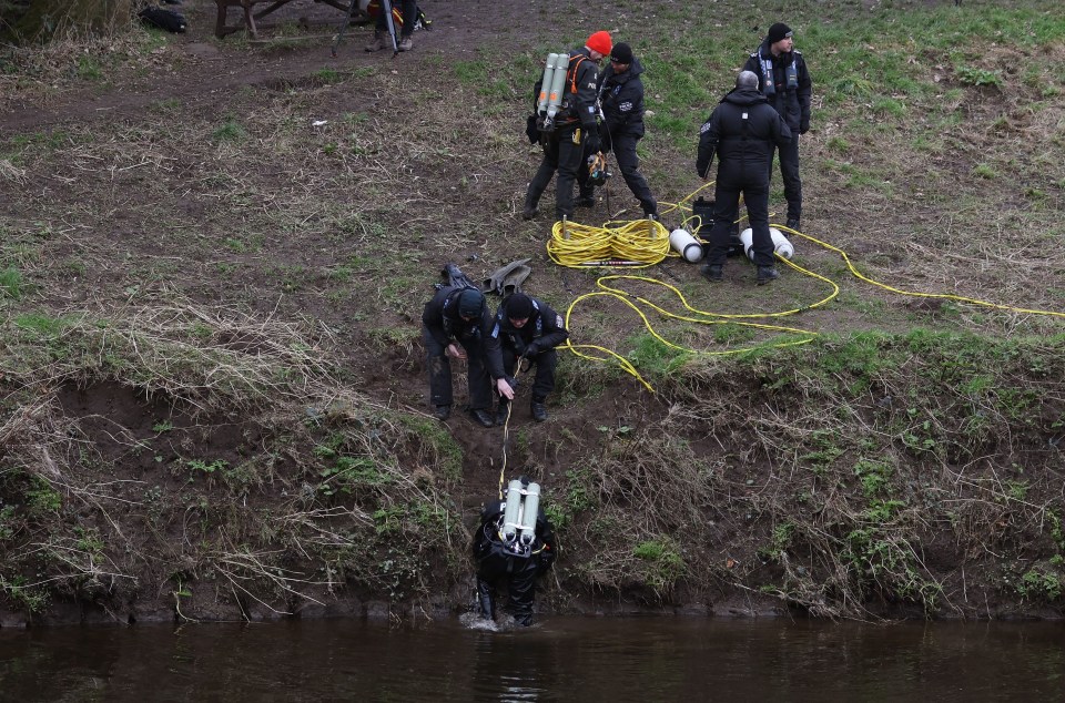 Divers scoured the area for evidence in a desperate bid to find Ms Bulley