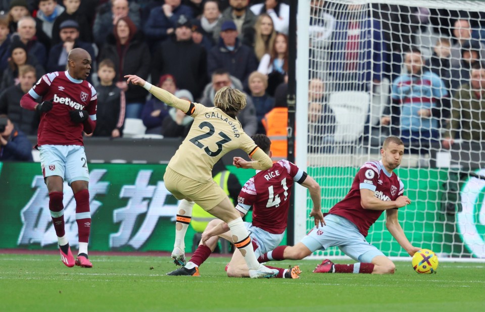 Chelsea were denied a clear penalty against West Ham