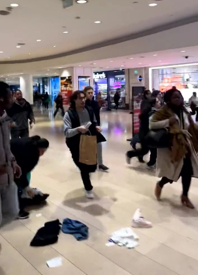 Footage showed terrified shoppers fleeing for the exits