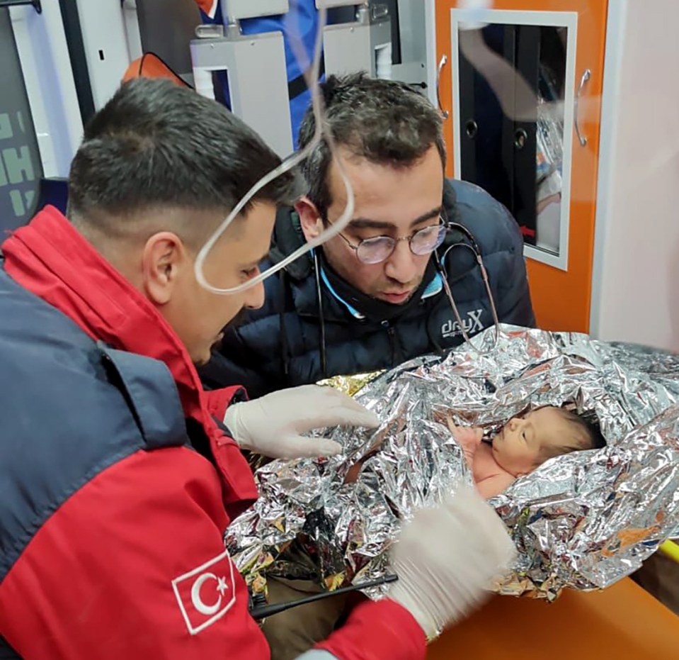 Rescue workers saved 10-day-old Yagiz and his mum Necla in Turkey