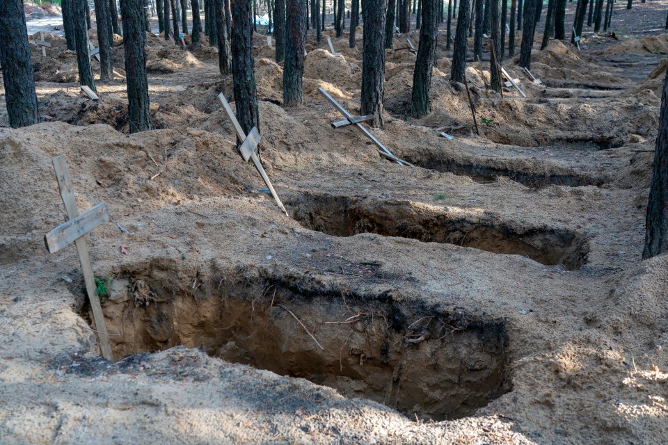 Mass burial, Izyum, Eastern Ukraine on June 11, 2022