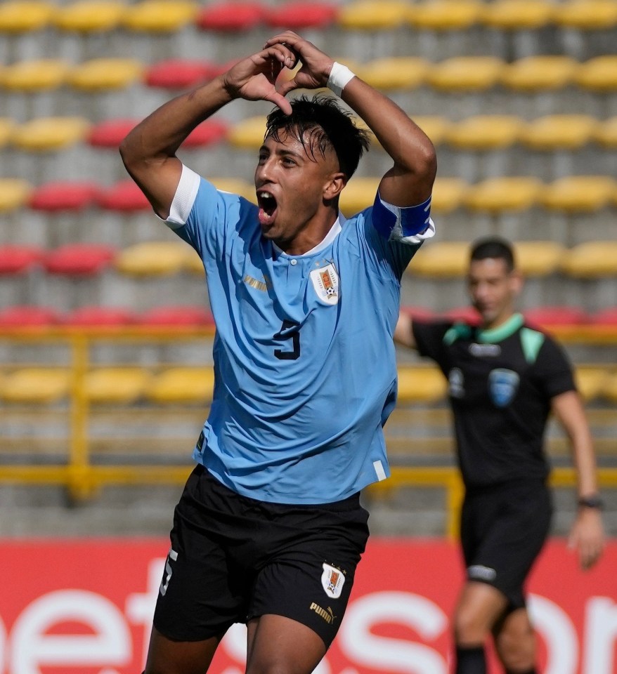 Uruguay’s Fabricio Diaz runs the game from the centre of midfield