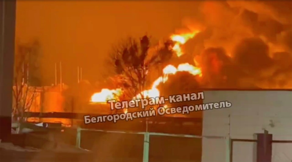 Russia  accounts shared footage of a huge fire in Belgorod