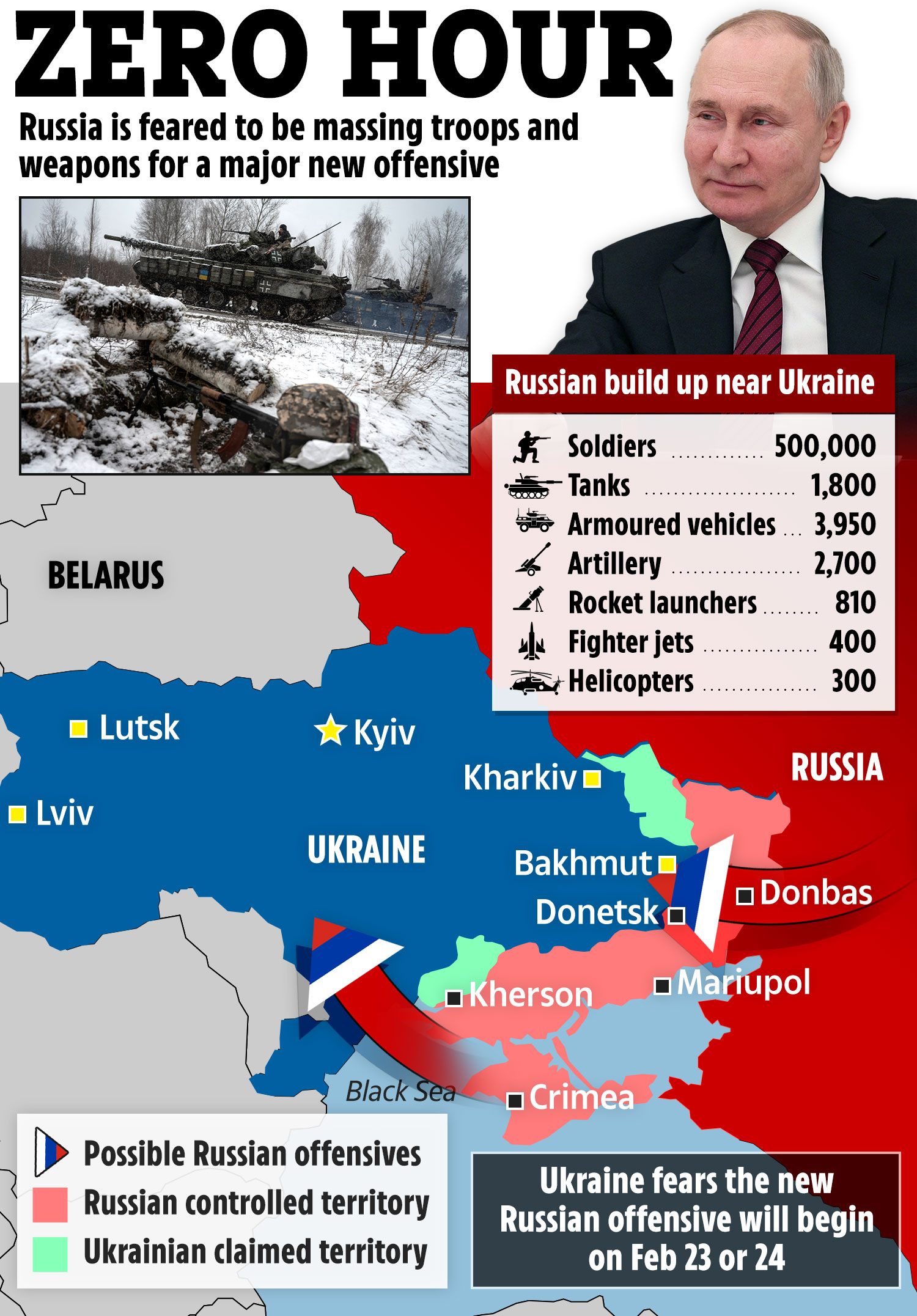 Ukraine fears this new attack will begin on either February 23 or 24