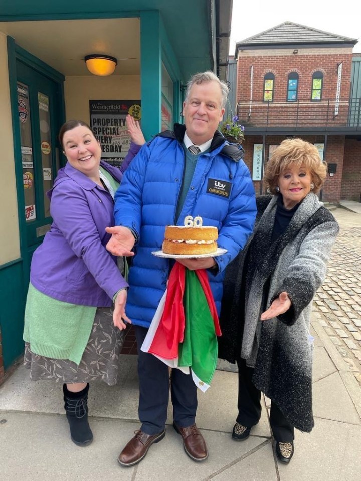 Peter posed with two of his co-stars as he marked his 60th birthday