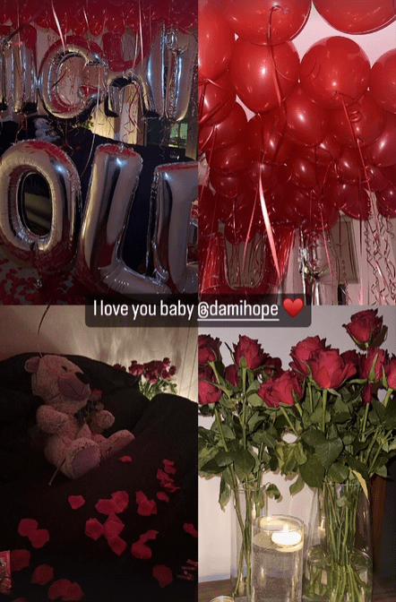 Dami surprised Indiyah with a Valentine’s display