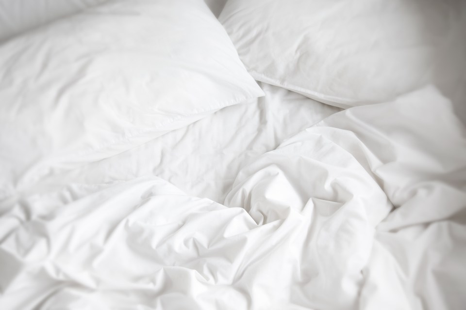 It's hard to keep bed sheets white and gleaming