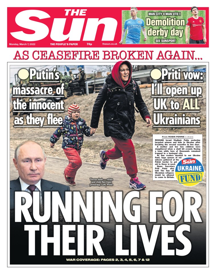 Kateryina and Tajisia’s desperate run for their lives was seen on The Sun’s front page