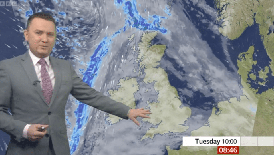 Matt fronted the forecast for the second day running on Tuesday's BBC Breakfast