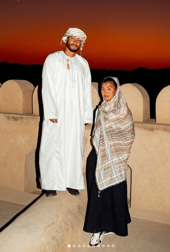 In Oman, Denzel and Wore wore traditional clothing