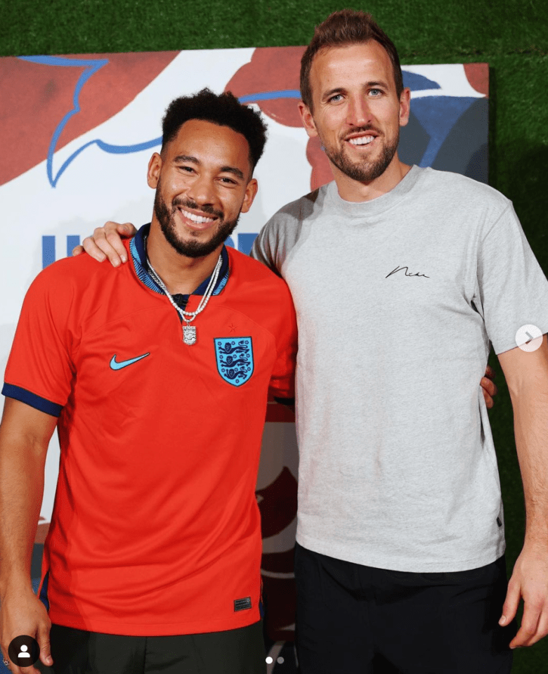 Denzel and England captain Harry Kane share a moment