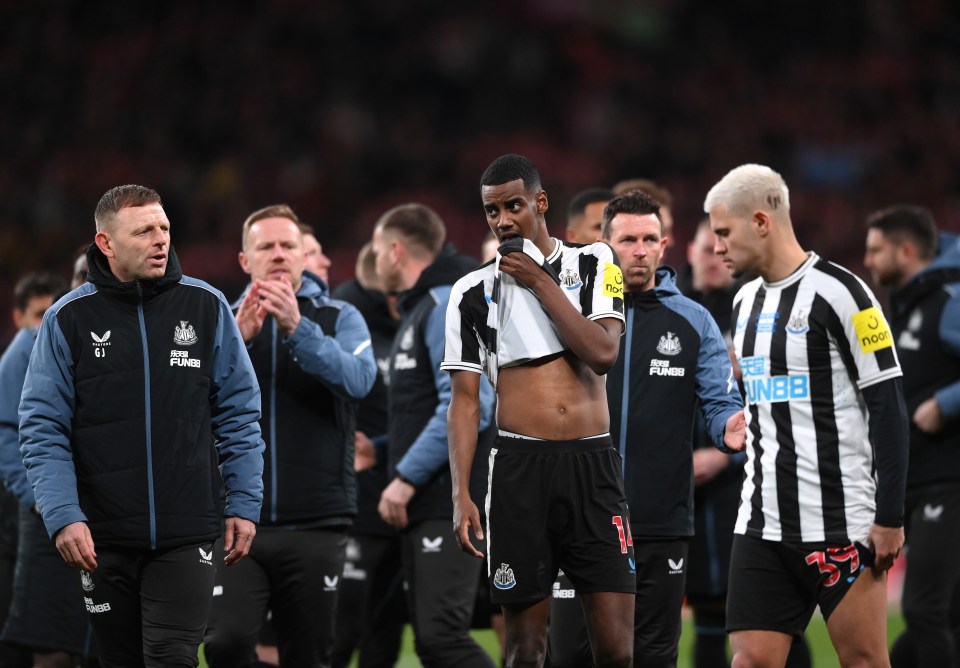 Alexander Isak looks dejected following the Carabao Cup final defeat