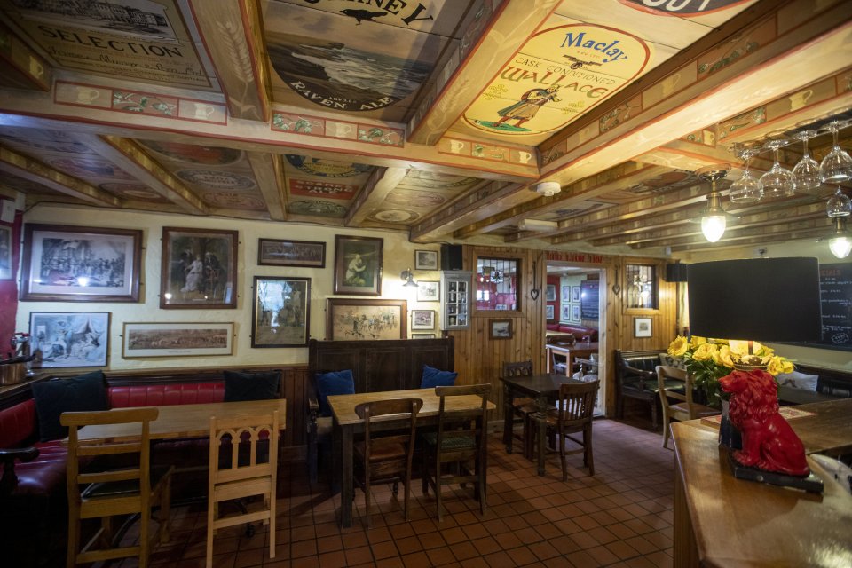 The pub's interior is decorated with Caledonian memorabilia