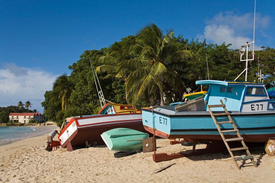 Fishing boats on the beach in Port St Charles, Speightstown, Barbados