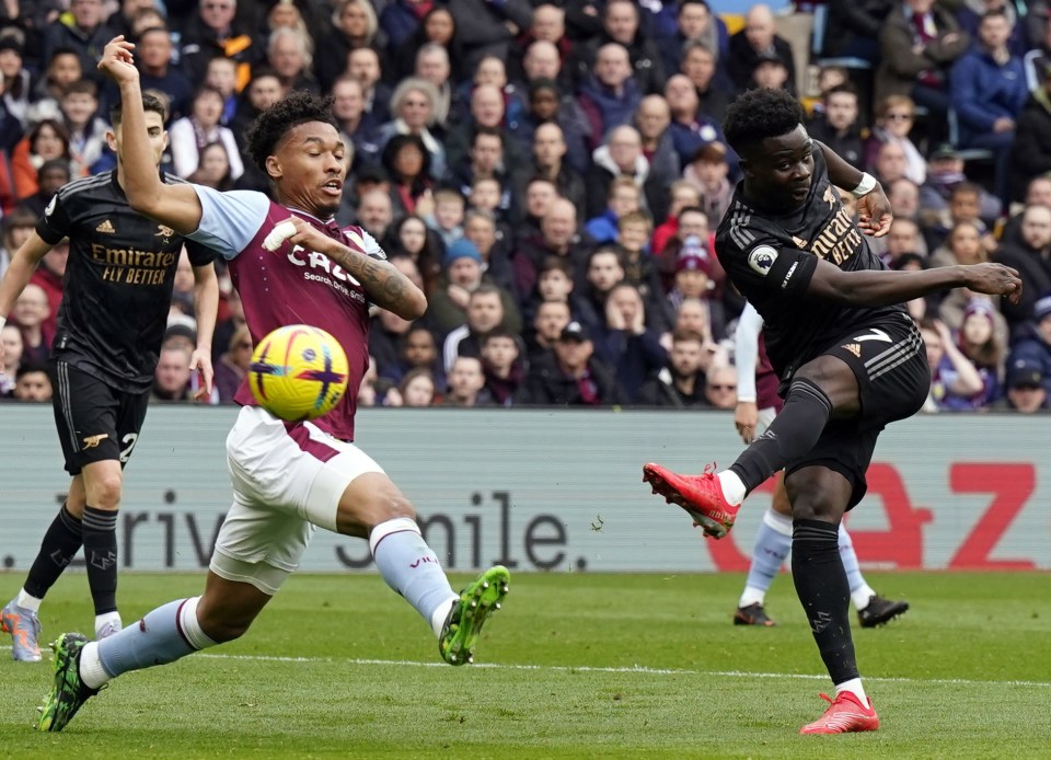 Bukayo Saka's sweet volley flew into the net