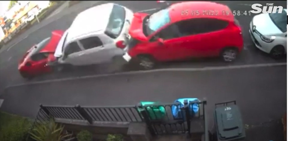 Shocking footage shows the moment a speeding driver causes a five-car smash