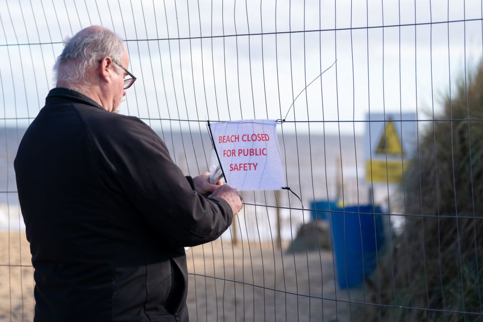 The beach has had to be closed after 10 feet of land was lost in just two days