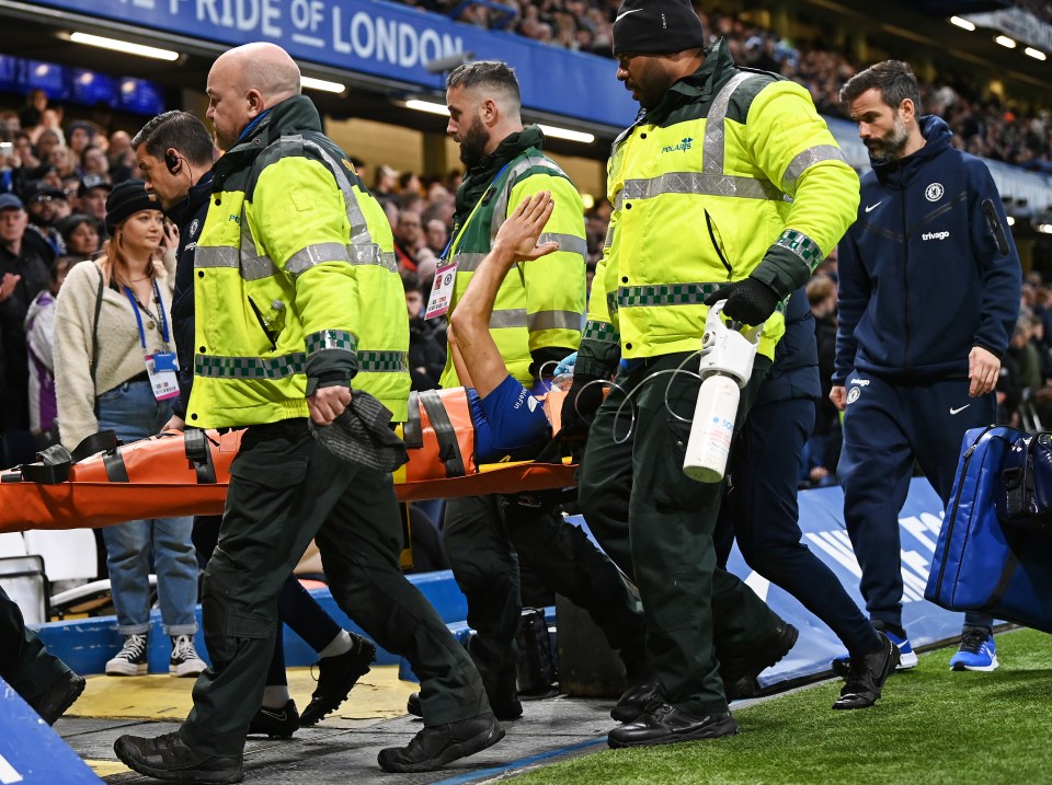 Azpilicueta was stretchered off and taken to hospital