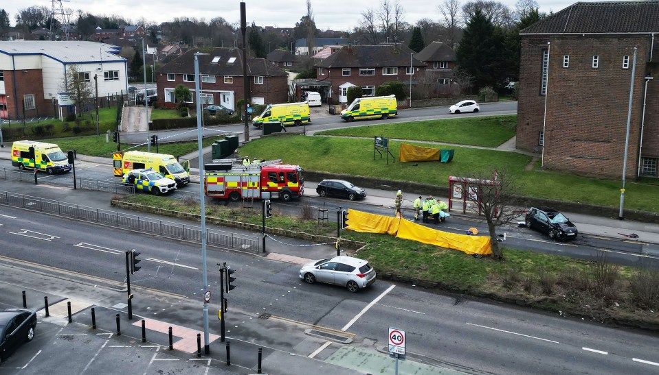 The scene of a fatal crash in Leeds, West Yorkshire