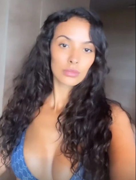 Maya Jama wowed in a blue bikini in Dubai