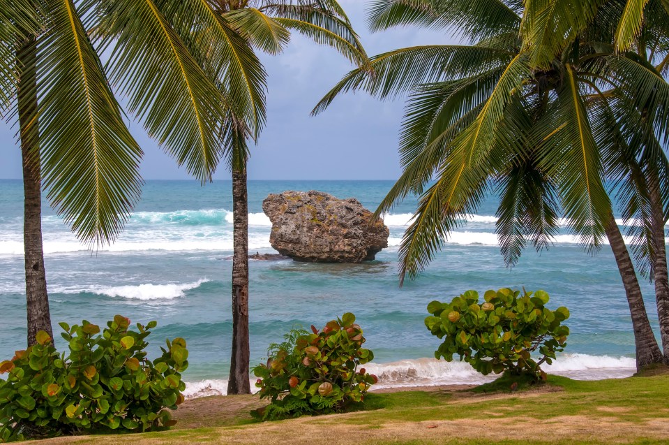 The iconic limestone boulder rock on Bathsheba Village Cattlewash Beach