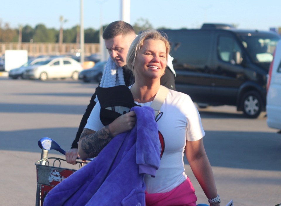 Kerry was in good spirits as she landed in Antalya, Turkey