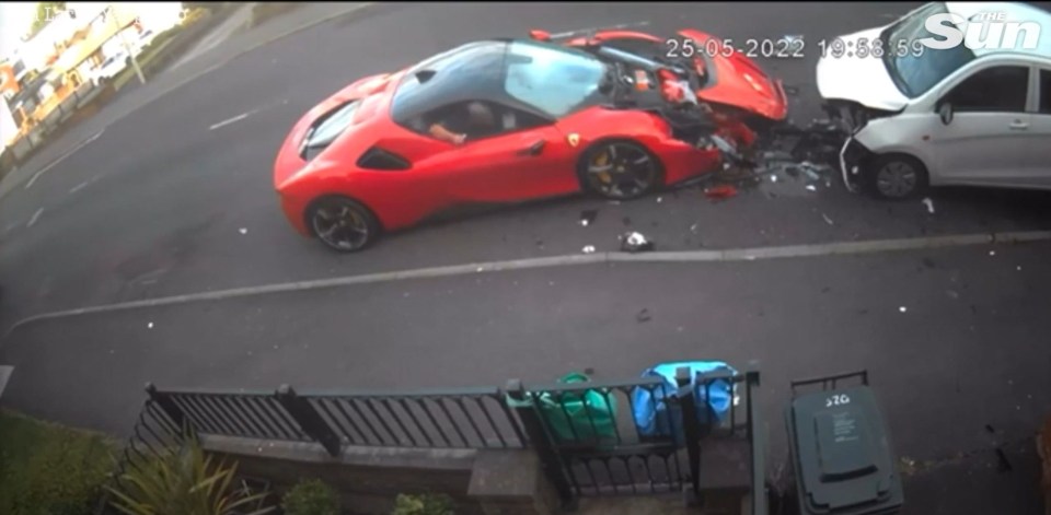 Richard Cullen lost control of his red Ferrari and ploughed into another car