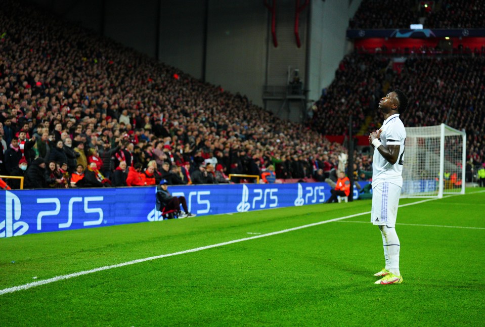 Vinicius Junior celebrated like Cristiano Ronaldo at Anfield