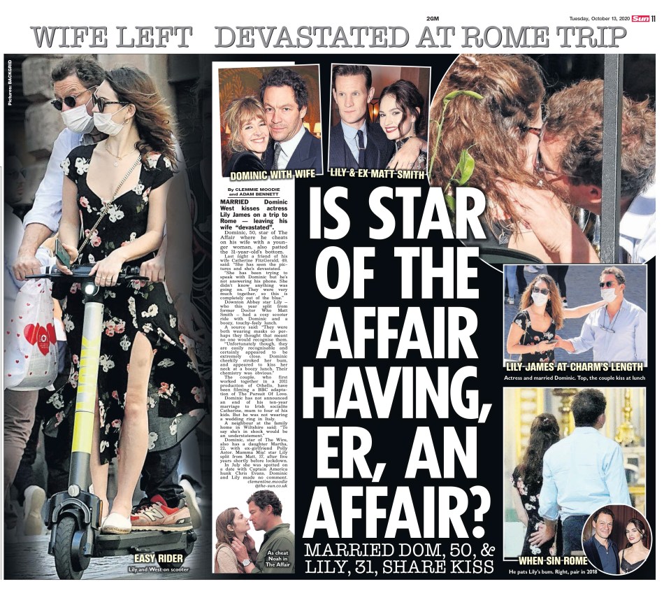 The Sun reported on Dominic and Lily’s ‘affair’